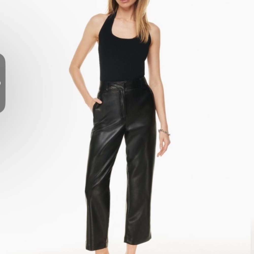 Aritzia Babaton Faux Leather Command Pant Black size 4